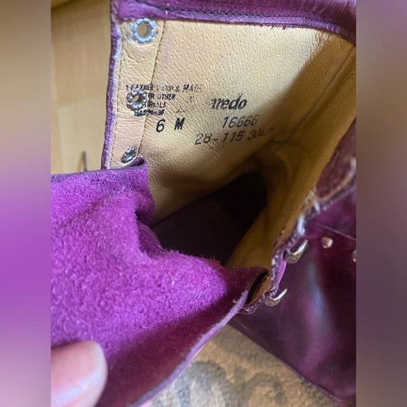 Genuine leather high quality purple lace up roper boots - Picture 5 of 9